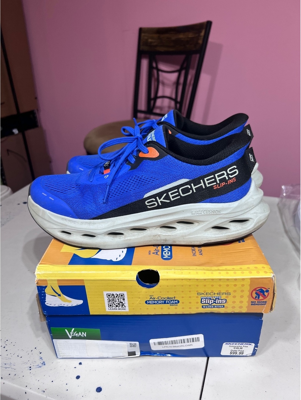 Skechers GO RUN Slip-Ins Running Shoes Size US 9 Blue Black White